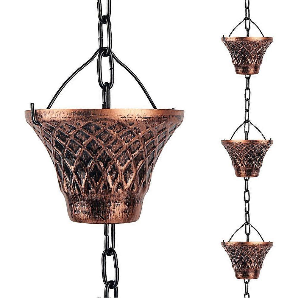 Rain Chains for Gutters Outside,Copper Rain Catcher Chain with Cups Decorative Replacement for Downspout