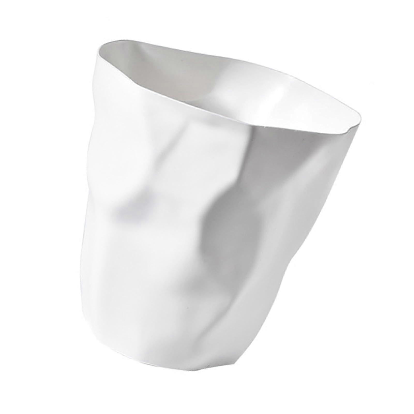 White Bathroom Trash Can Open  Modern Plastic Wastebasket Compact SpaceSaving Design