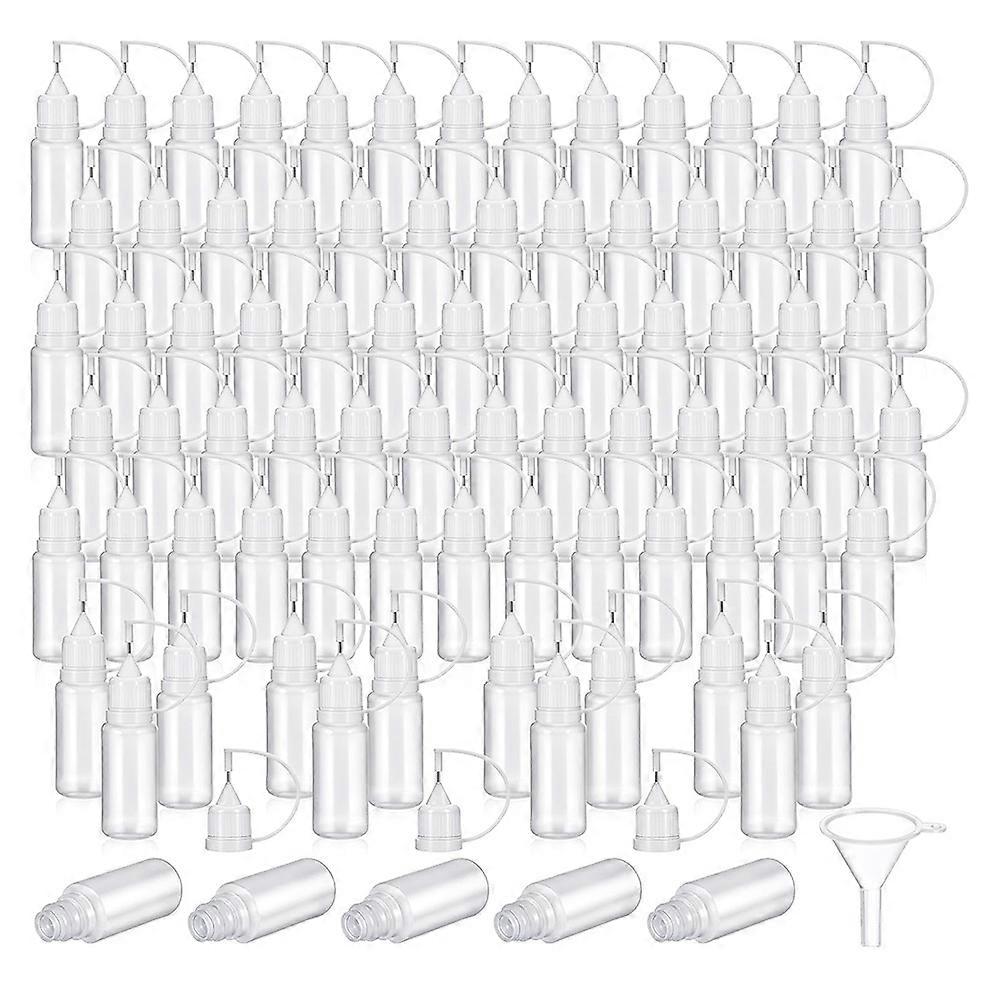 100 Pcs 0.34oz Applicator Bottle Mini Needle Tip Glue Bottle Applicator Precision Translucent Glue