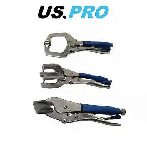 3pc Locking Mole Vice Grip Weld Clamp Set With Grip Handles 2073 NO.3064