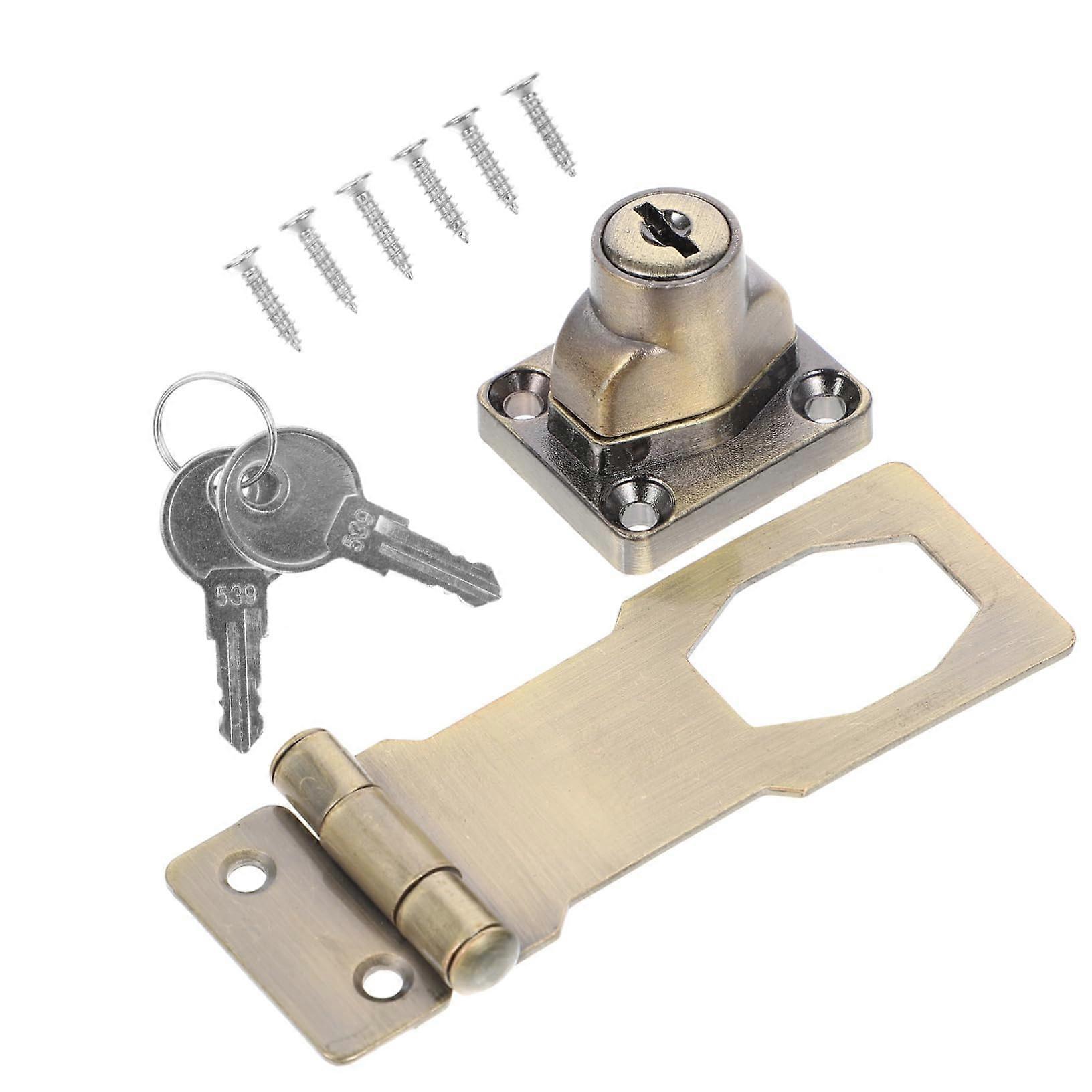 Cabinet Deadbolt Lock with Key, AntiTheft Metal Hasp for Drawer, Home Office Security