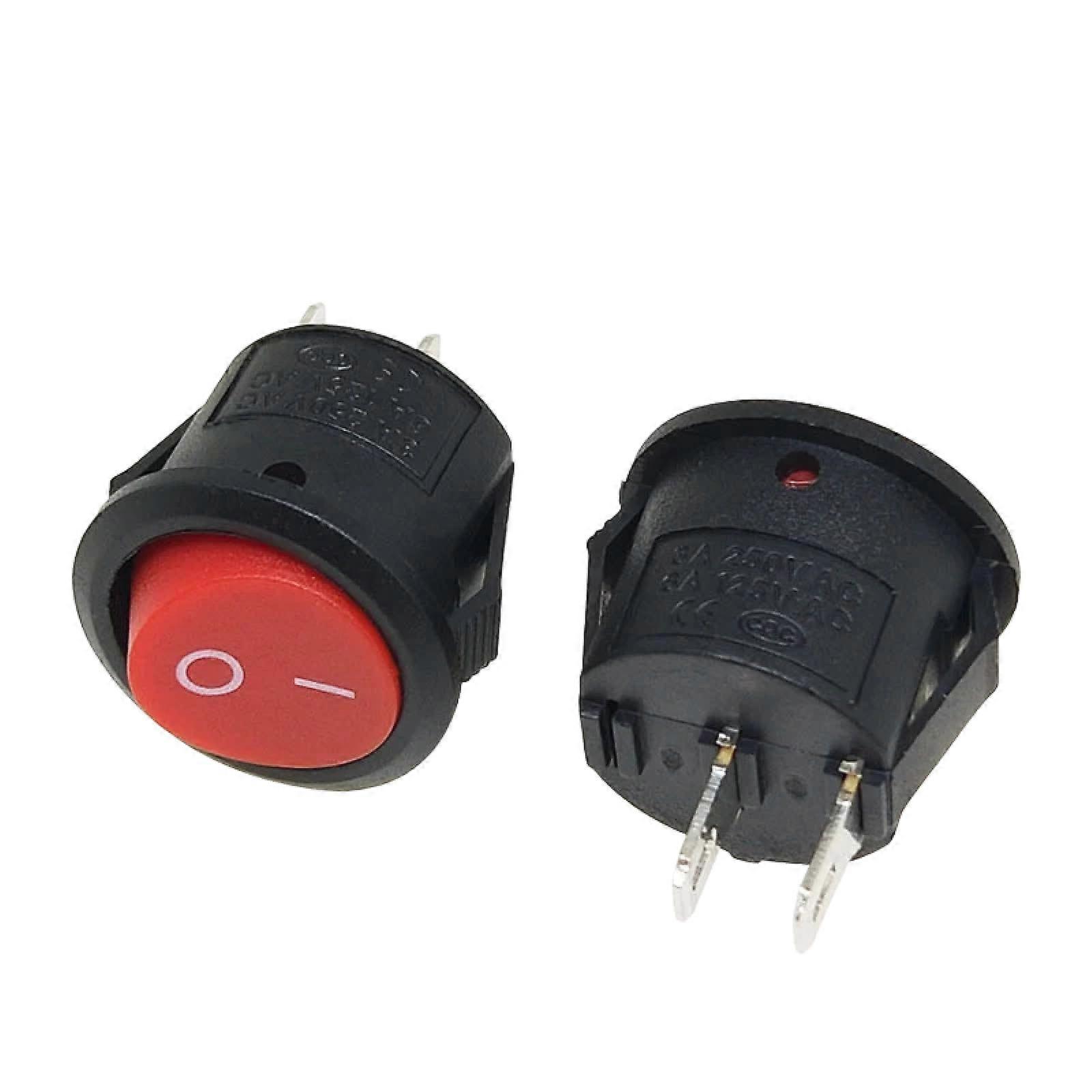 20mm Round Rocker Switch SPST 2Pin 250V 10A SelfLocking Dual Modes Black 1pcs