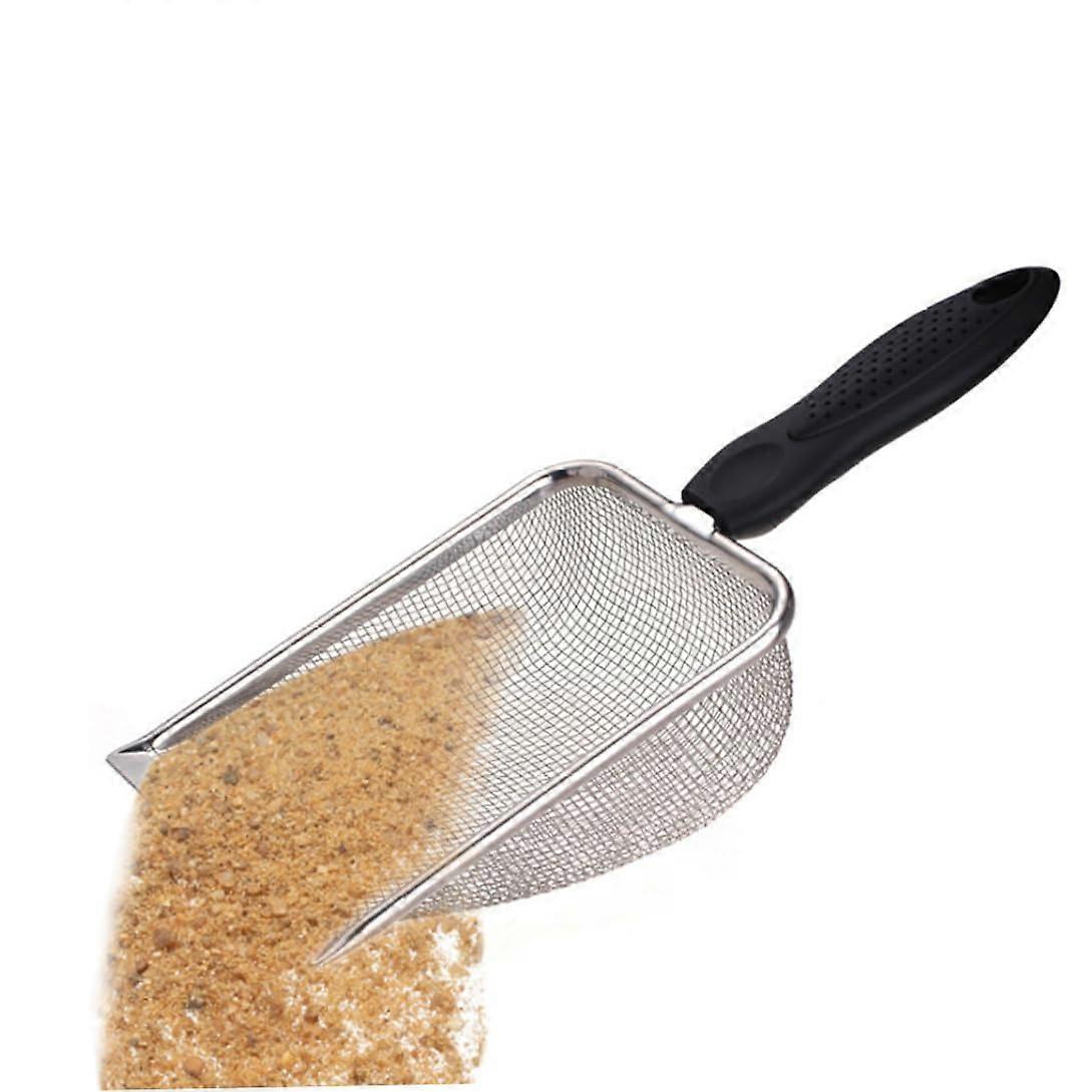 Stainless Steel Beach Sand Scoop with Mesh Filter and Ergonomic Handle for Shell Collecting