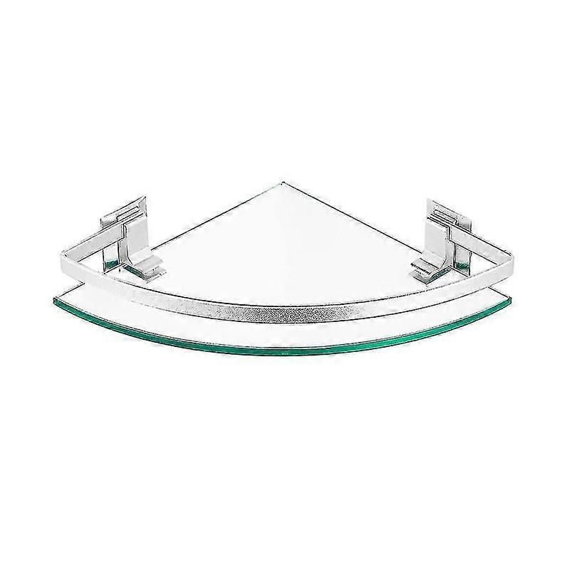 Tempered glass corner shelf for bathroom storage