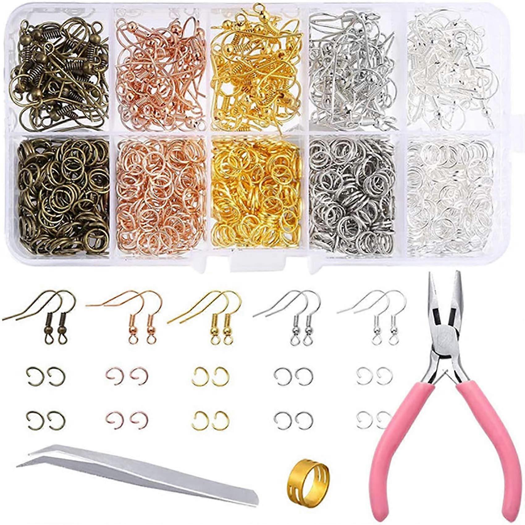 Earring Making Kit with Hooks Tools and Storage Box, 1128pcs Jewelry Making Supplies Set