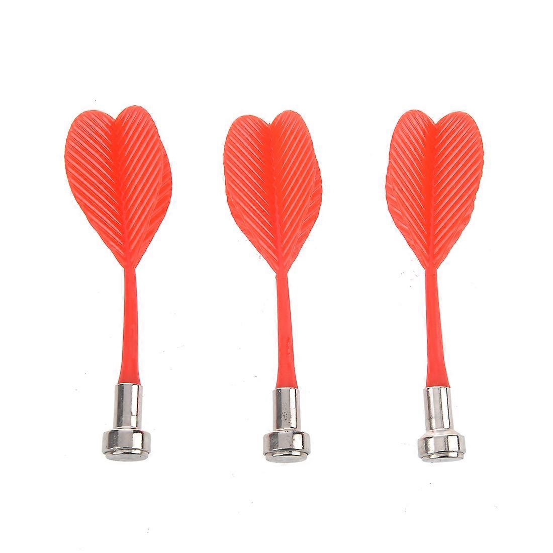 3 Pcs Indoor Game 3.2" Red Plastic Wing Magnetic Darts