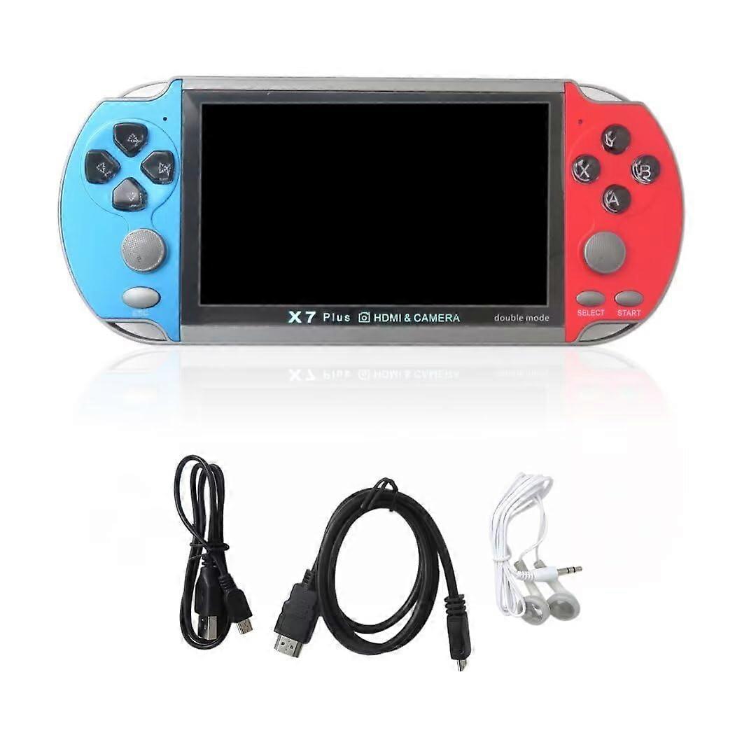 X7 Retro Handheld Game Console 5.1' Screen with 10,000+ Games and 8 Simulators Blue Red
