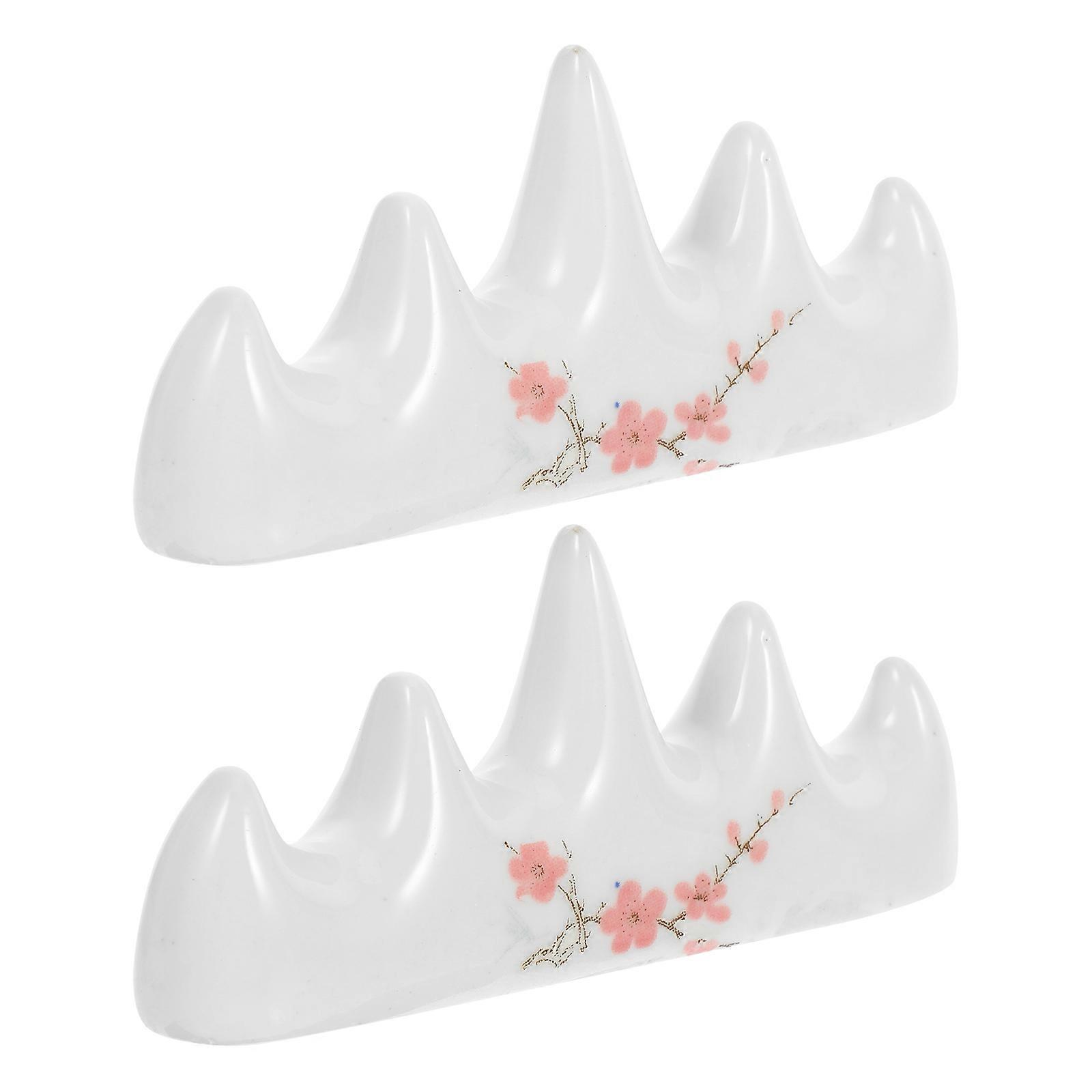 Ceramic Brush Pen Holder White for Decor Calligraphy Brush Rest 2Pcs