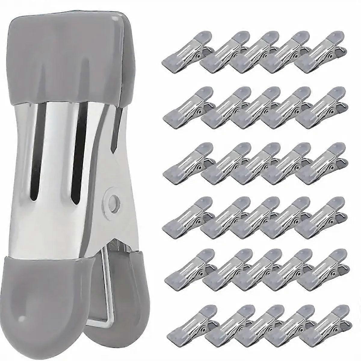 30Pcs Multi Functional Stainless Steel Clothes Drying Clips Windproof Pegs & Peg Bags