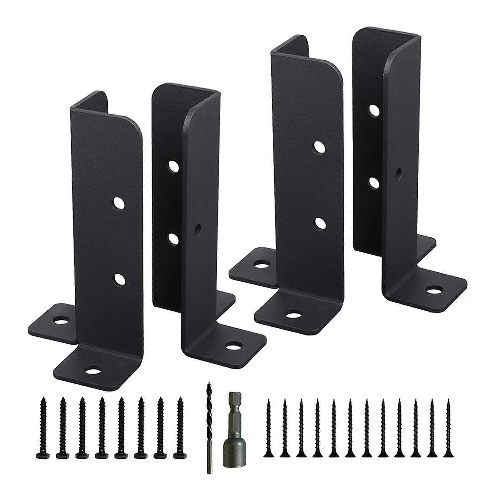 4pcs Adjustable Post Anchor Brackets Heavy Duty Deck Post Base Support for Fence Pergola Railing