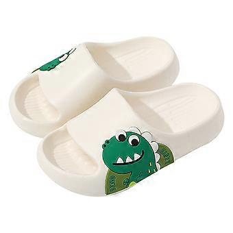 Comfortabele zomerslippers voor jongens en meisjes met cartoon dinosaurusprint, open teenslippers, ademend, lichtgrijs, maat 7-8 jaar