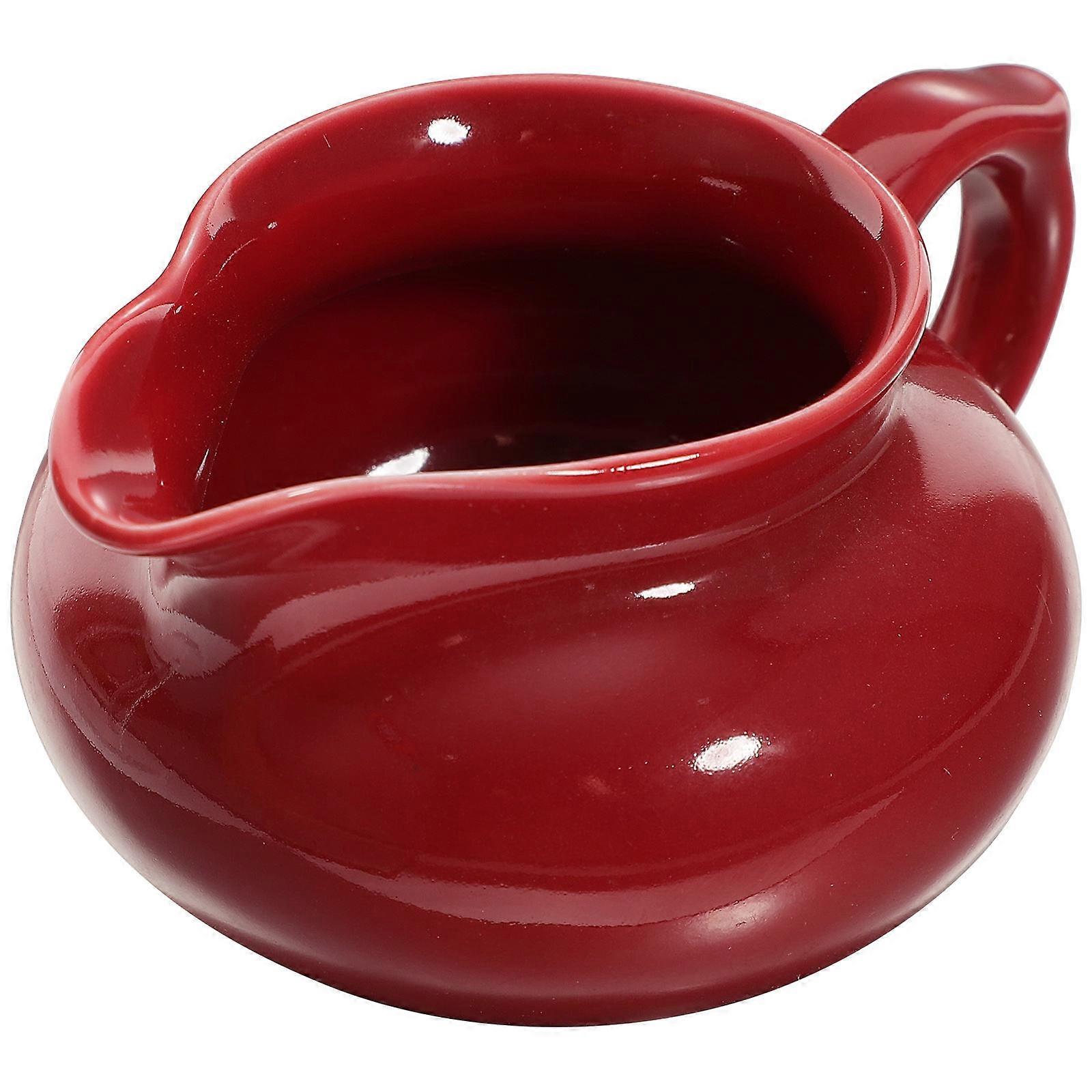 Red Multi-Function Gravy Boat Ceramic Sauce Supply for 2Pcs Serving