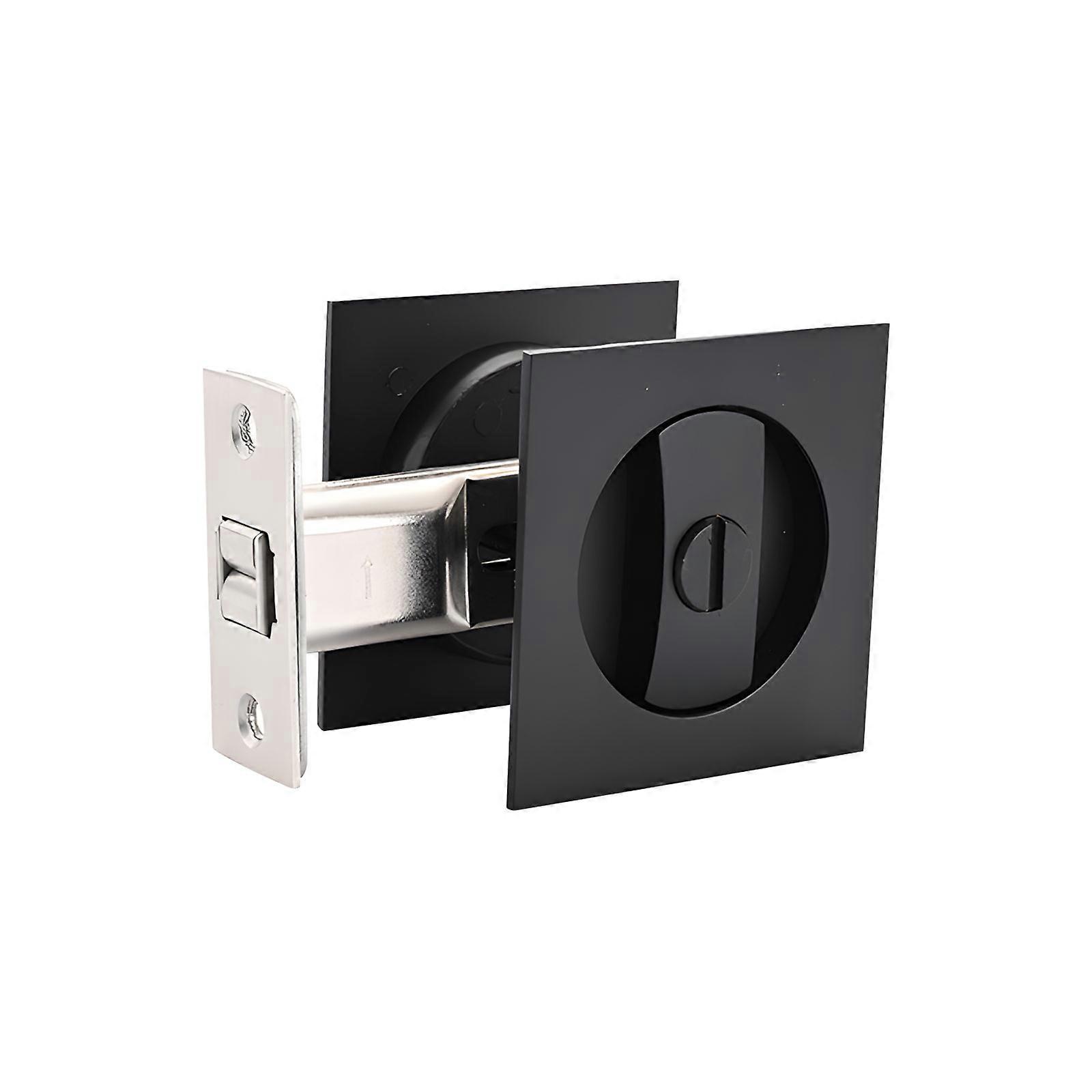 Strong Recessed Sliding Entry Fastener And 4 Piece Pull Handle For Left Or Right Handed Interior Openings  Black