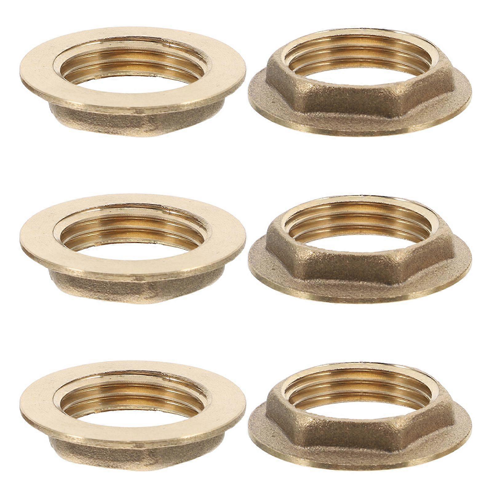 6pcs Fitting Hex Lock Nut Thread Pipe Fitting Locking Nuts Brass Nut Inserts Female Thread Brass Pipe Fitting Bathroom Lock Nuts Lock Nut