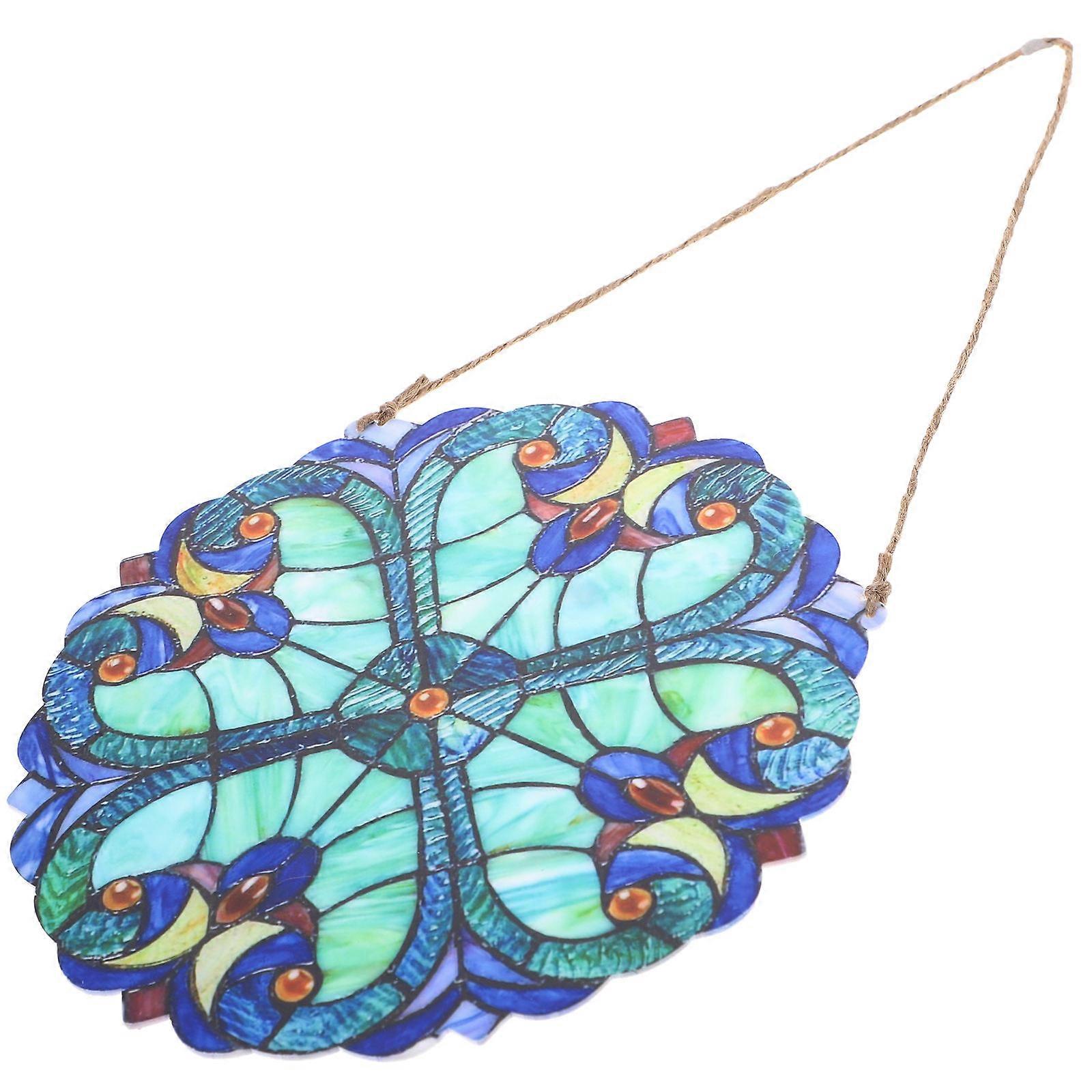 Colored Stained Acrylic Window Hanging Panel for Decor Featuring Heart Pattern