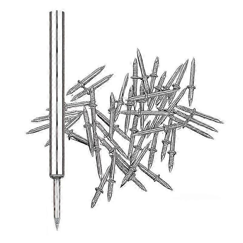 100Pcs Double-Head Seamless Nails for Skirting Board Installation, Hand Sleeve Included, Metal, Silver