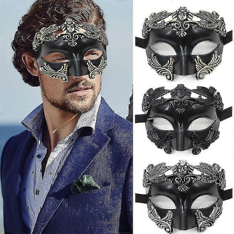 OIDEA Máscara Veneciana Romana Para Hombre – Vintage De Carnaval Y Halloween, Incluye Bolsa De Terciopelo, Tamaño 17.5 X 10 Cm
