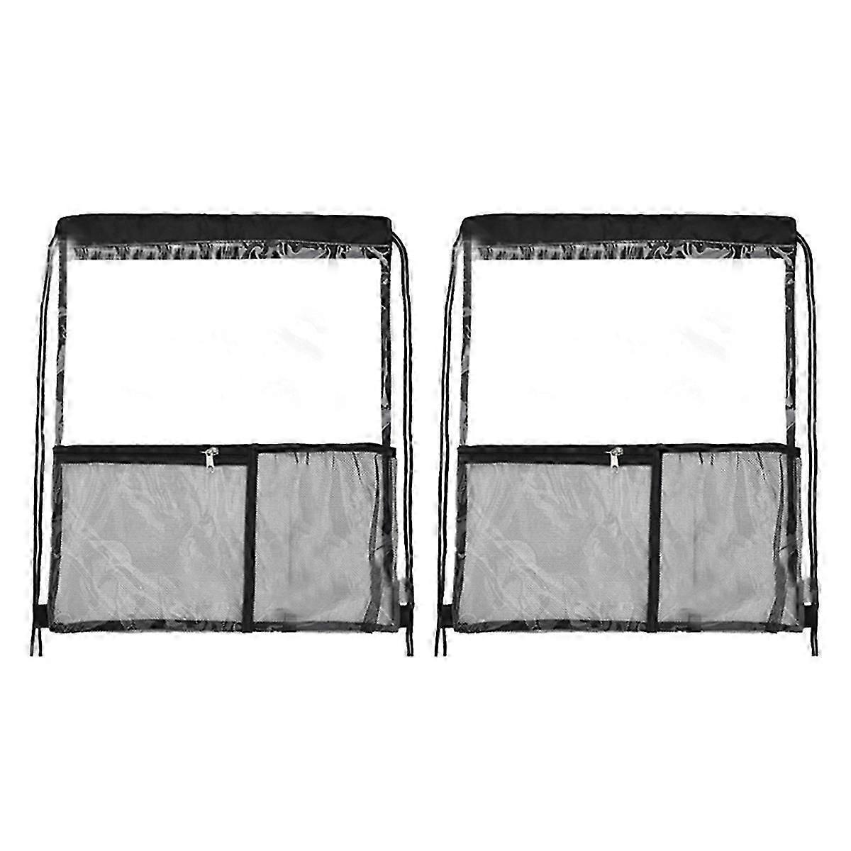 2 PACK Clear Drawstring Bag Stadium Approved, See Through Transparent PVC Drawstring Backpack, Clear