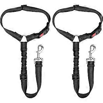 Car Headrest Pet Restraint Safety Leash Adjustable Dog Car Leash - Black - 2 Pieces
