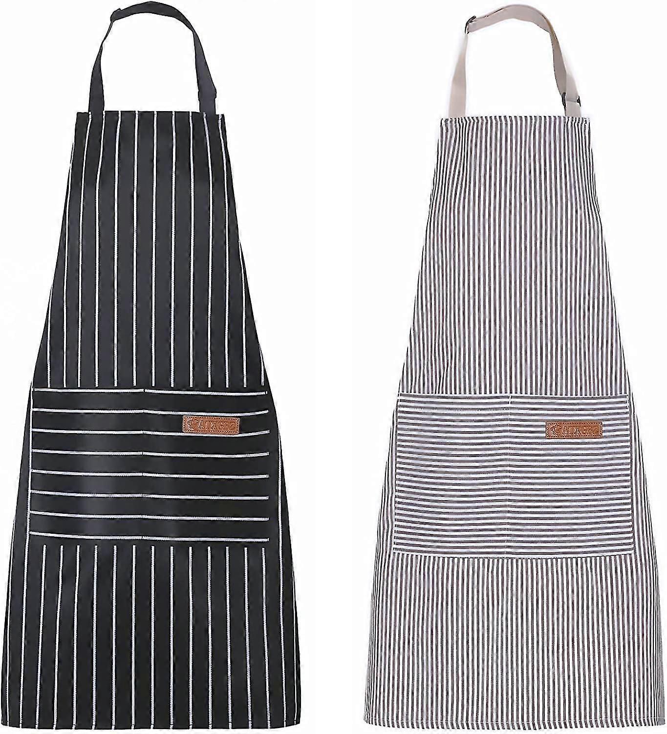 Apron, Adjustable 2 Pack Bib Aprons With 2 Pockets Cooking Kitchen Aprons