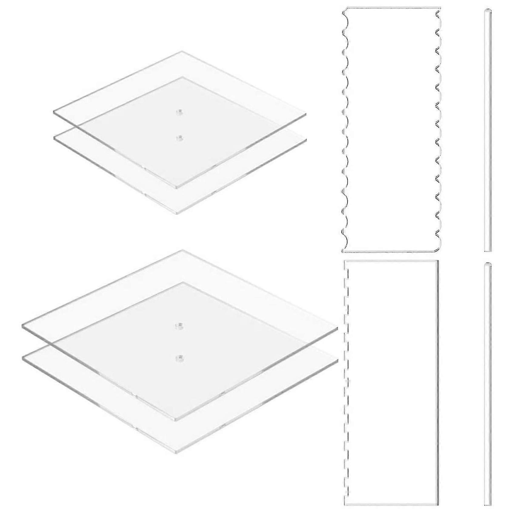 Square Cake Discs Set,with 4discs,icing Scraper,center Dowel Compatible With Cake