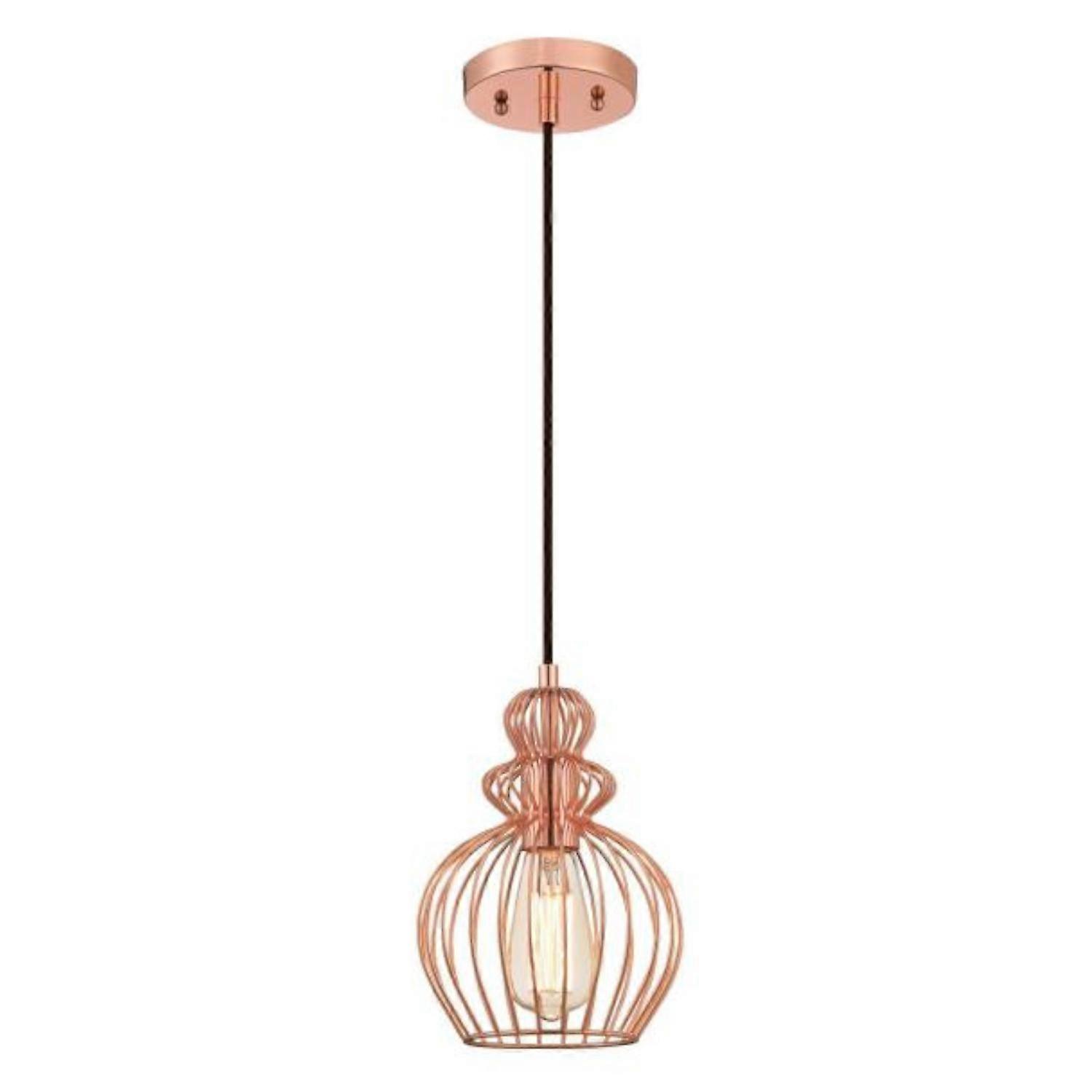 One-Light Pendant copper with cage shade