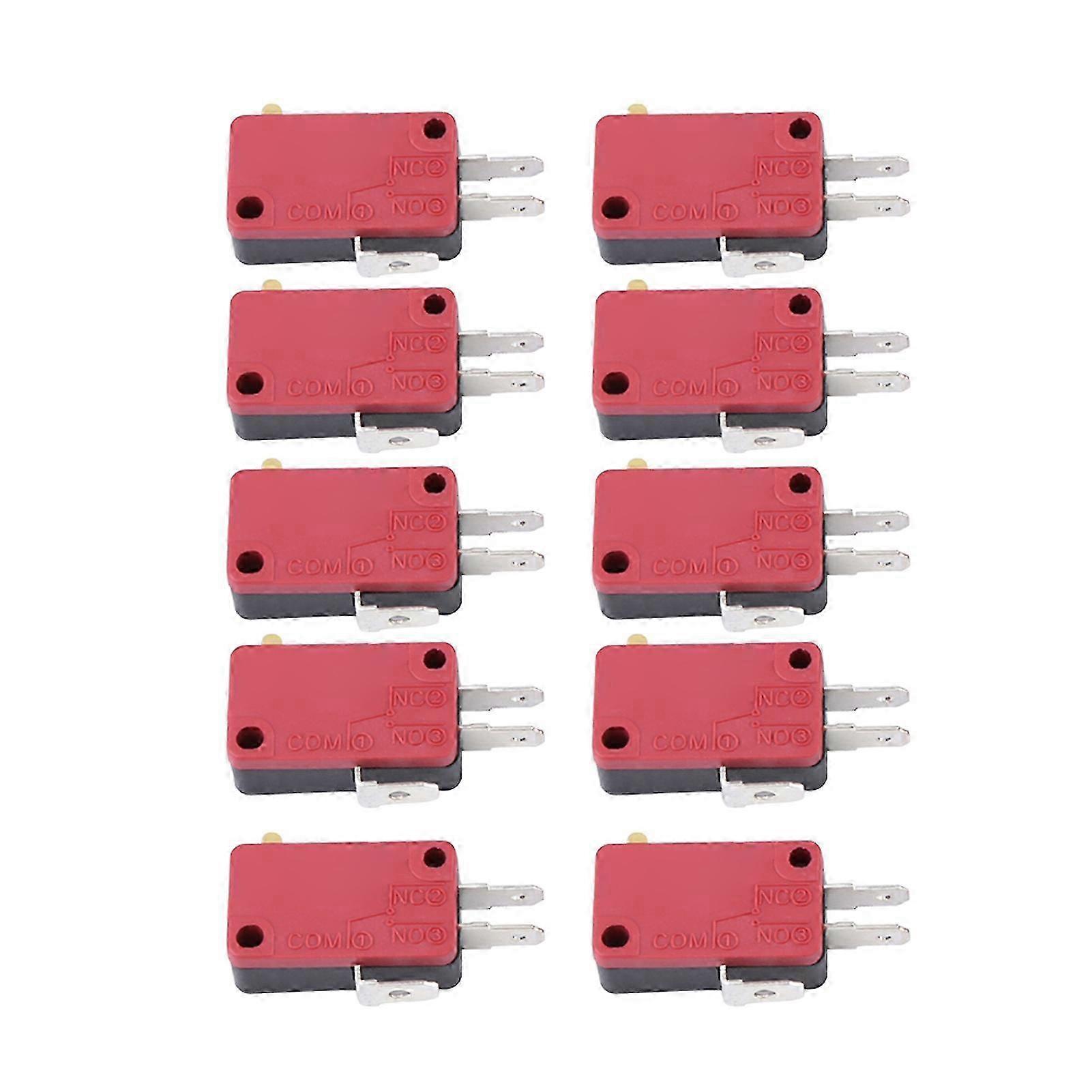 10Pcs Red 3Pins Push Button Micro Switch Replacement compatible with Arcade Game
