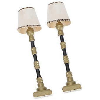 Miniature House Accessory Mini House Floor Lamp Mini House Accessory DIY Projects Golden 2Pcs