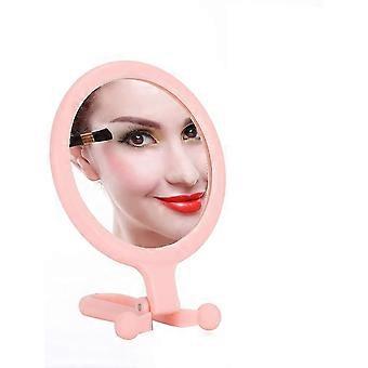 Double-sided Makeup Mirror, 10x Magnifying Hand Mirror (pink)