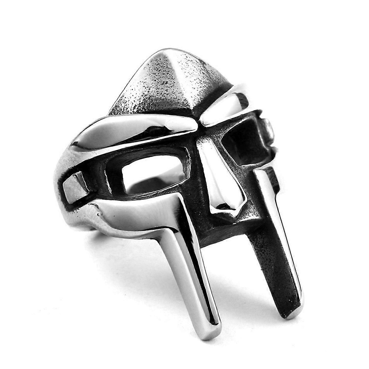 Doom Mask Gladiator Style Ring Metal Silver Stainless Size 7-