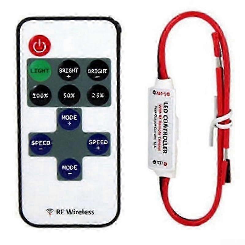 LED Strip Light Dimmer, 12V Multiple Lighting Modes, 11-Key RF Remote Controller