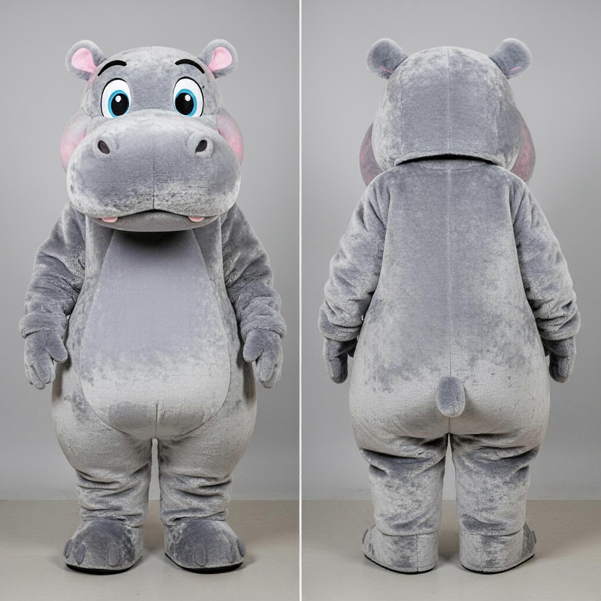 MASTICOT Silver Plush Friendly Hippopotamus Mascot