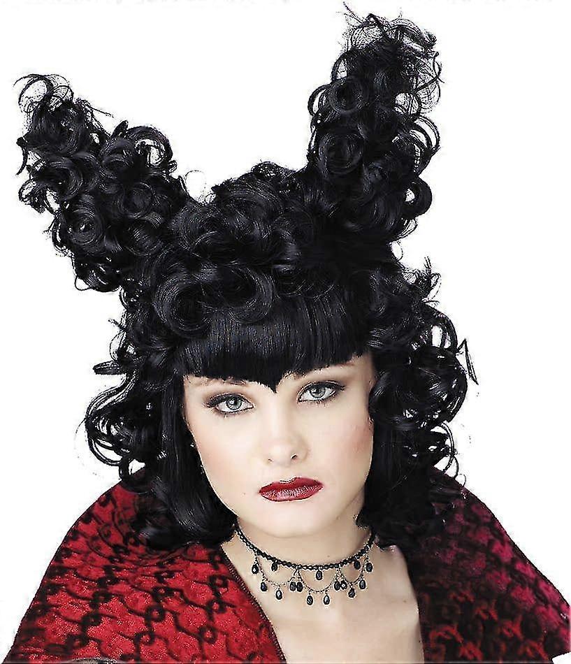 Gothic Vampire Black Wig compatible with Halloween