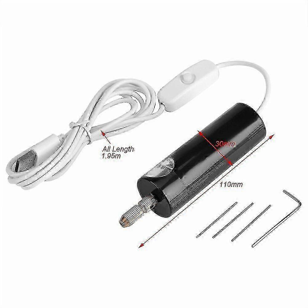 Micro Mini Hand Drill w/3 Bits Small Electric Drill Tool Set Portable USB Power
