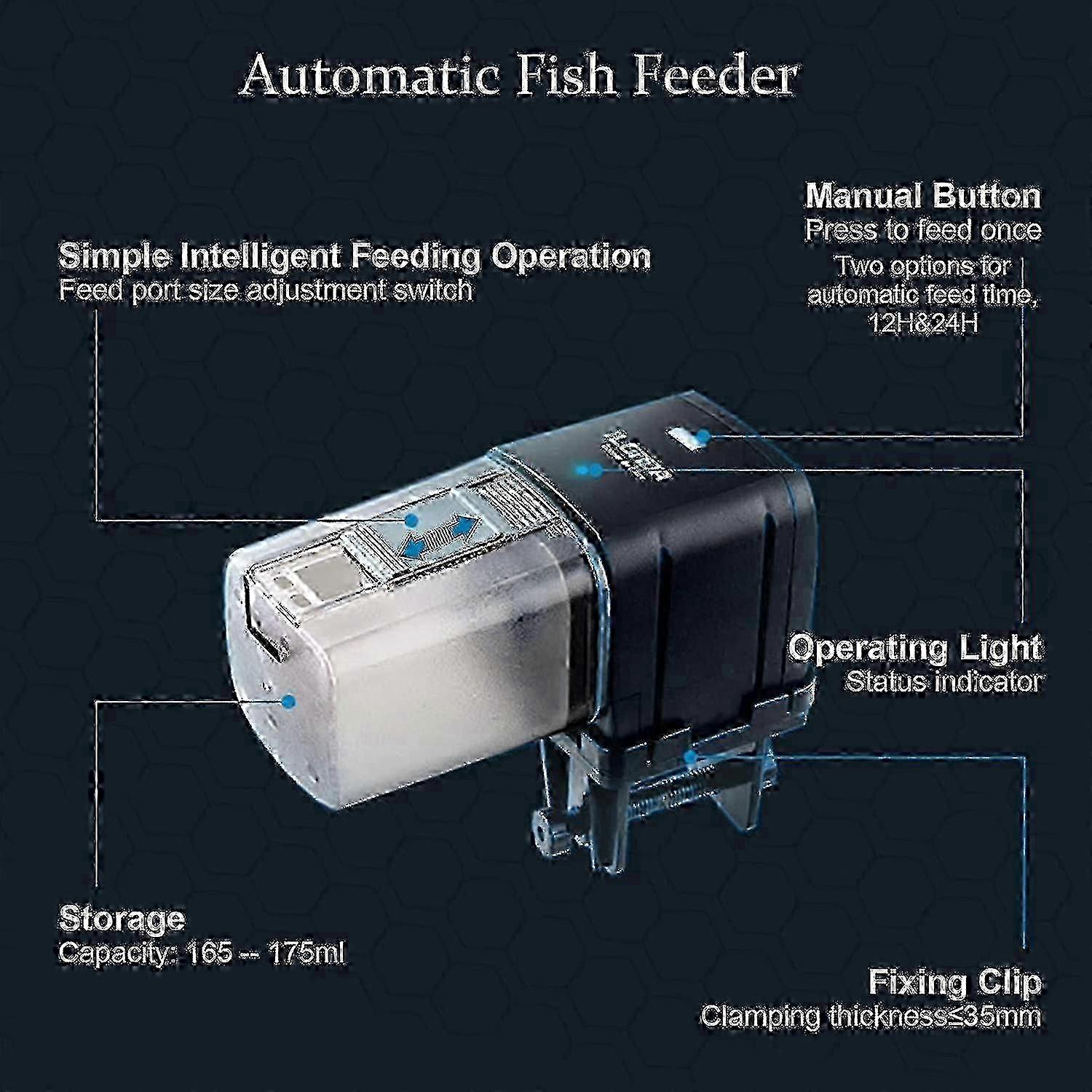 Automatic Aquarium/fish Feeder, Multifunctional Adjustable Digital Fish Feeder Timer, 175ml Capacity H