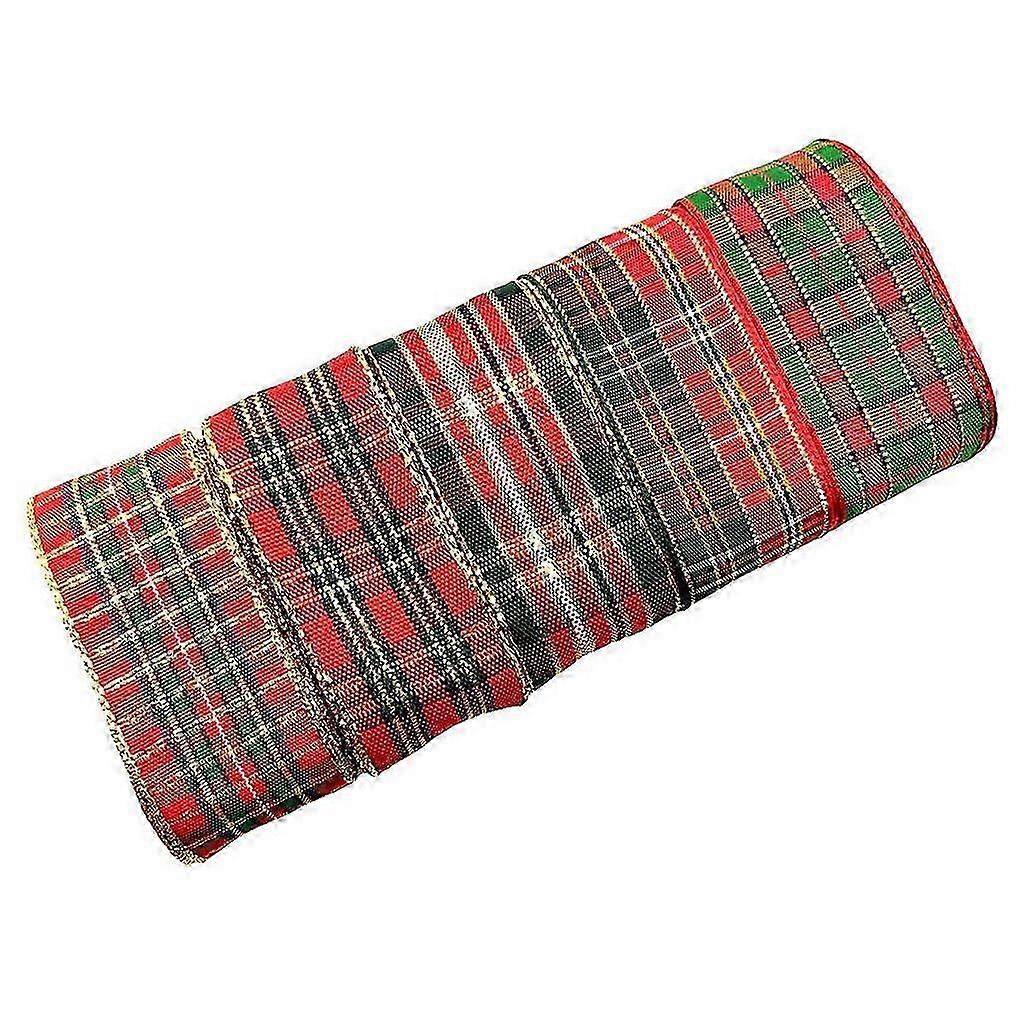 5pc Red Plaid Wired Bow-Making Ribbon