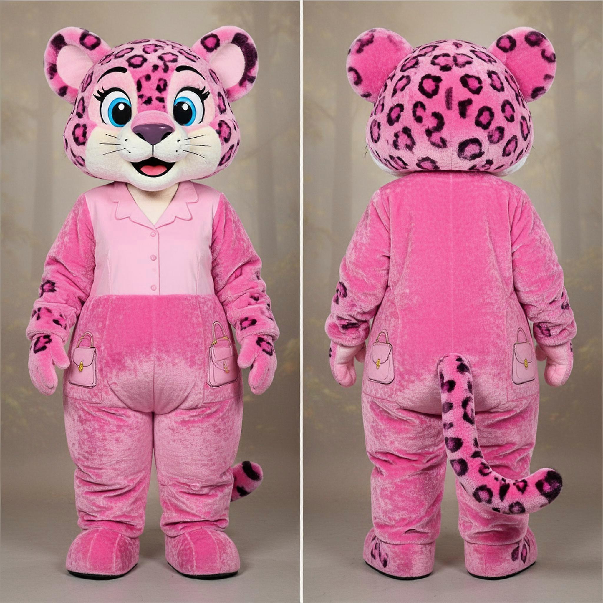 MASTICOT Pastel Pink Velvety Leopard Mascot