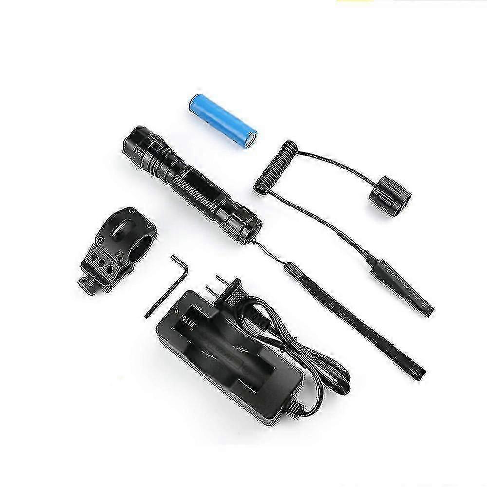 Tactical Led Flashlight, 1 Flashlight Mode, With Push Button Switch And 45  Mounting Rail, Side Offset Ring