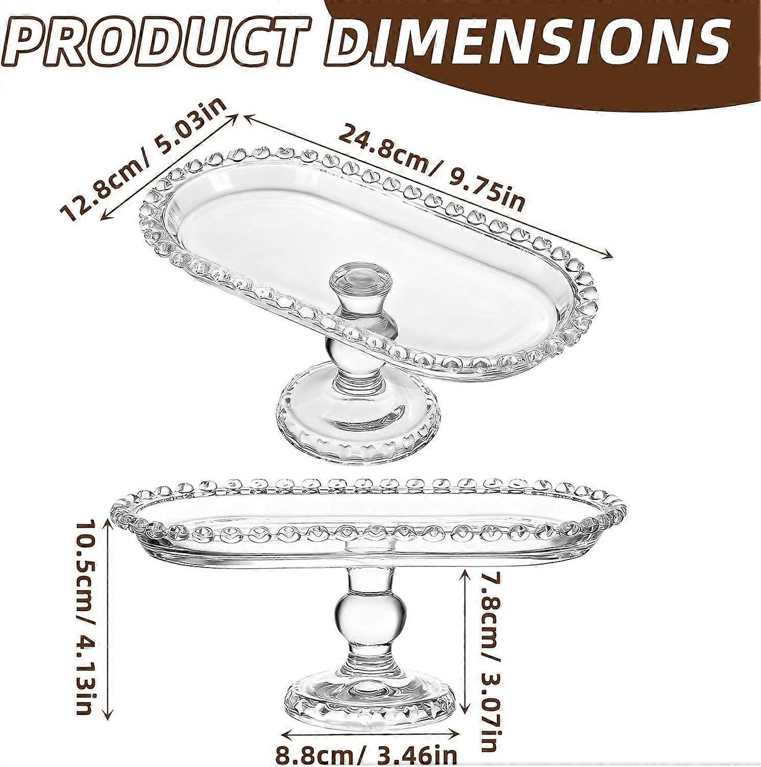 Serving Tray Crystal Glass Oval High Base