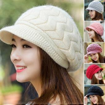 Women's Slouchy Knitted Hat with Plush Lining, Solid Color, Ear Protection for Autumn Winter Outdoor