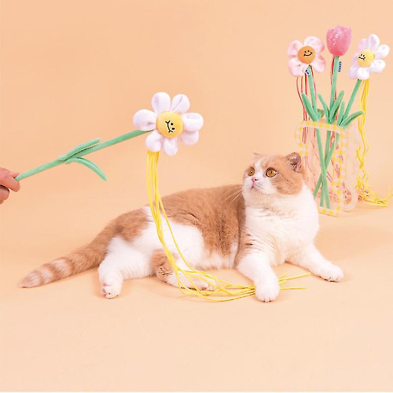 Cat Toy Flowers Funny Cat Stick Plush Soft Bells Catnip Toy Elasticity Funny Cat Pole Interactive Cat Supplies Training Products