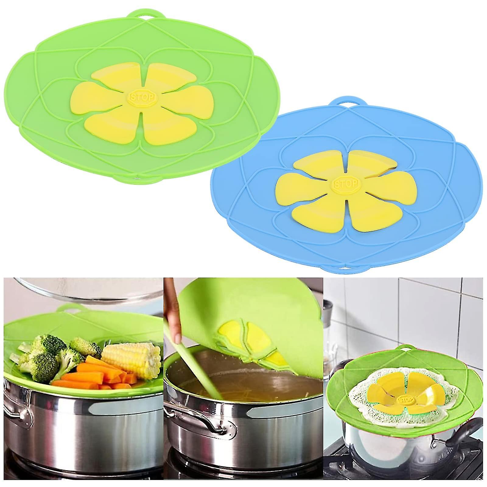 2 Pcs Spill Stopper Silicone Cover,overflow Stopper Lid,reusable Boil Over Spill Stopper,splatter Lid,for Pans Microwave