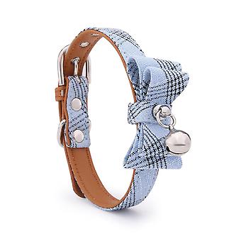 Cute Bowtie Gentleman Style Diagonal Striped With Bell Cat Necklace Pet Collar Grooming Accessories Pet Supplies(Blue)