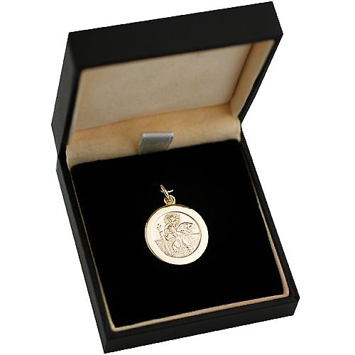 9ct Gold 21mm round St Christopher Pendant