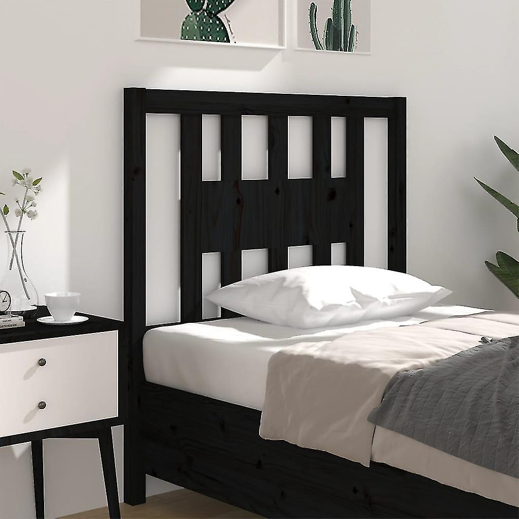 Headboard Black 96x4x100 cm Solid Pine Wood