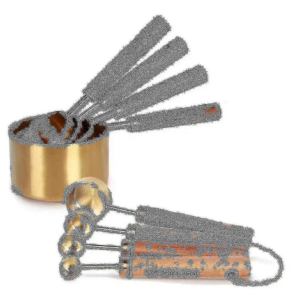 8 Piece Measuring Cups Set And Measuring Spoons, With Fragrant Wood Handles-complete Set Of Measure