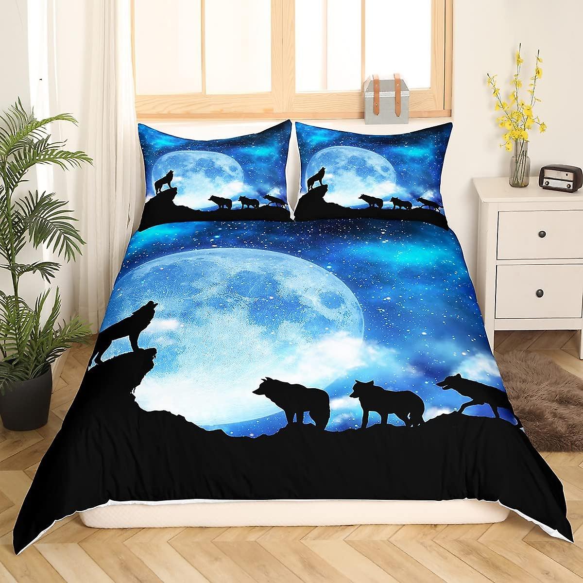 3d Wolf Duvet Cover Set King Size Animals Print Galaxy Bedding Set For Boys