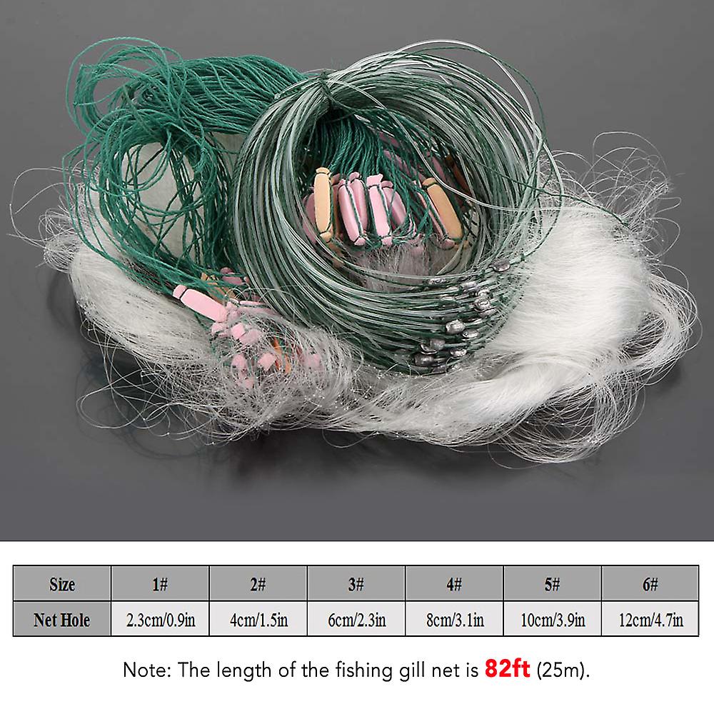 25m 3 Layers Monofilament Fishing Fish Gill Net With Float