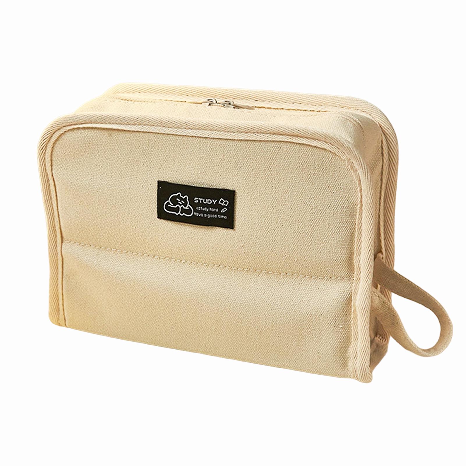 Large Capacity Canvas Pencil Case Solid Color Soft Pencil Cases For Keeping Small Items Or Accessories