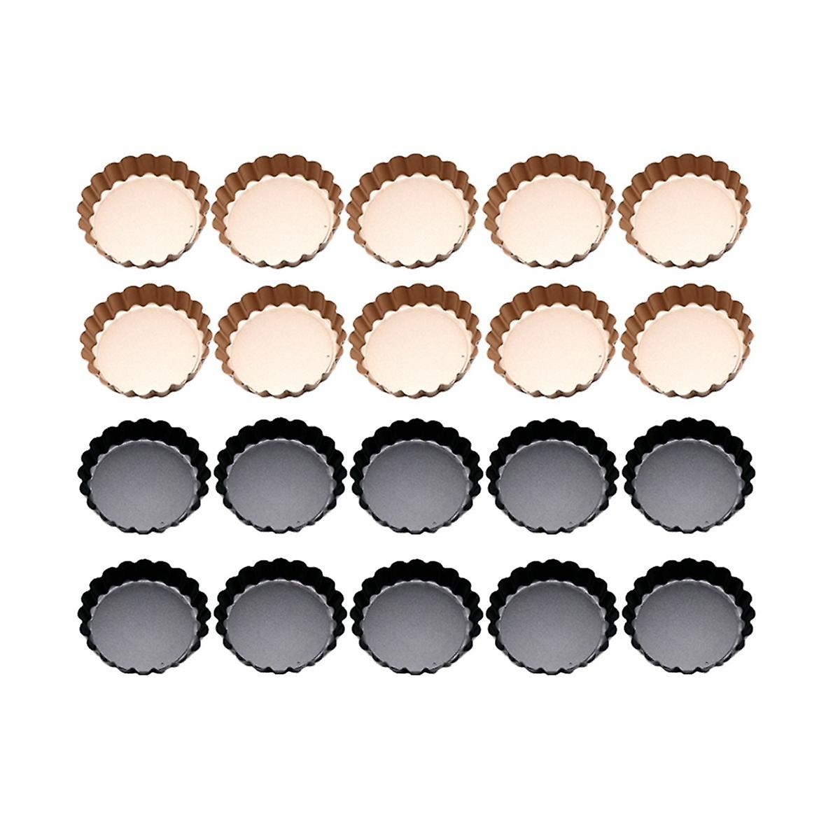 20Pcs Mini Tart Pans with Removable Bottom Mold 4 Inch Round Non-Stick Tart Pans Suitable for Cake